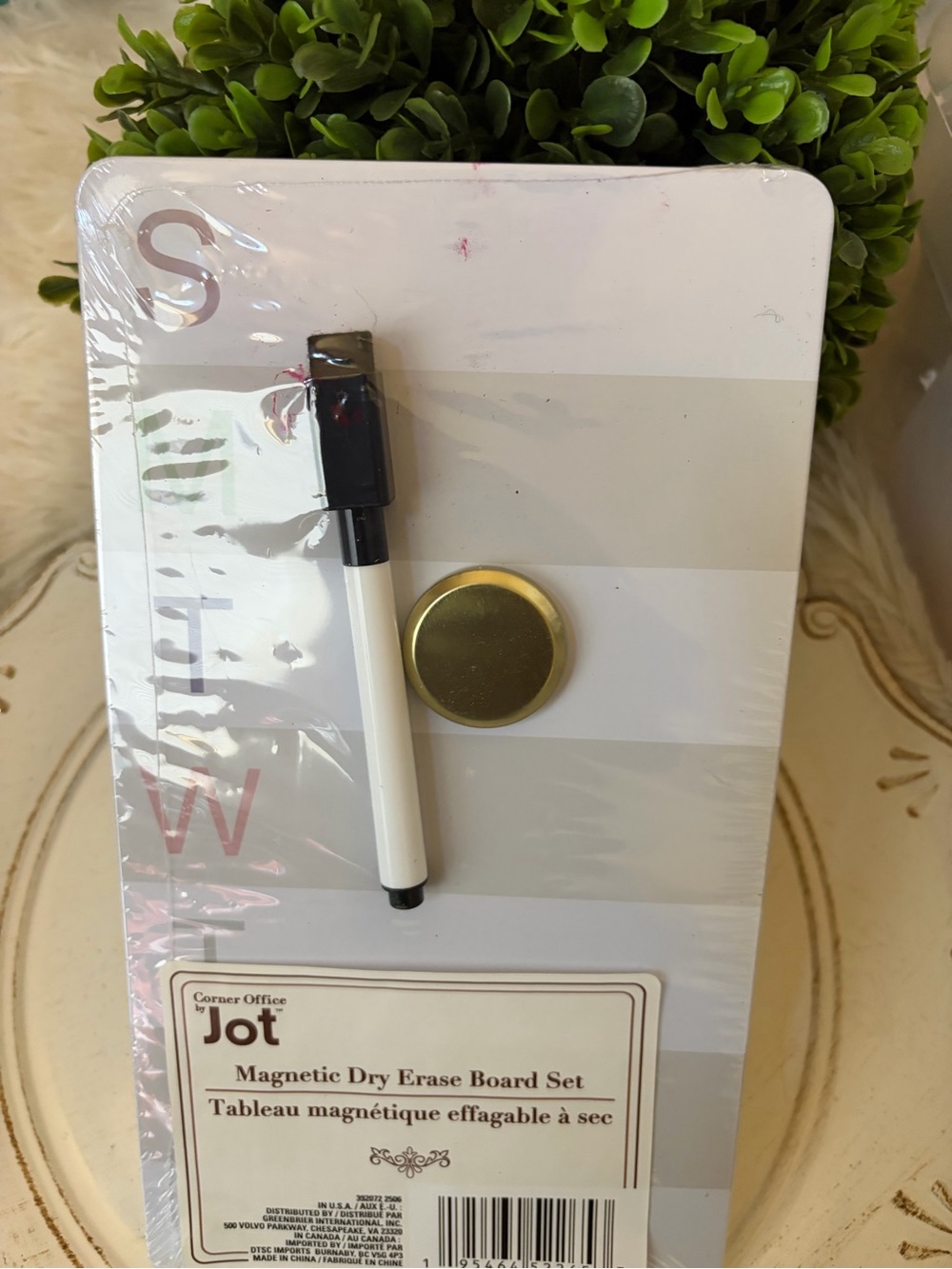 Jot Magnetic Dry Erase Board Set - Gray & White Stripes